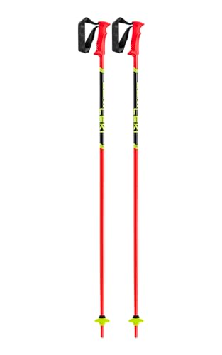 LEKI Kinder Racing Kids Skistöcke, Bright red-Black-Neonyellow, 105CM