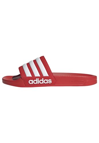 adidas Unisex Adilette Shower Slides , Vivid Red / Cloud White / Vivid Red ,43 EU