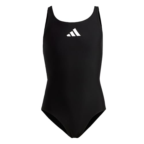 adidas Einteiliger Badeanzug mit Logo für Mädchen Solid Small, Black/White, 9-10 Jahre,...