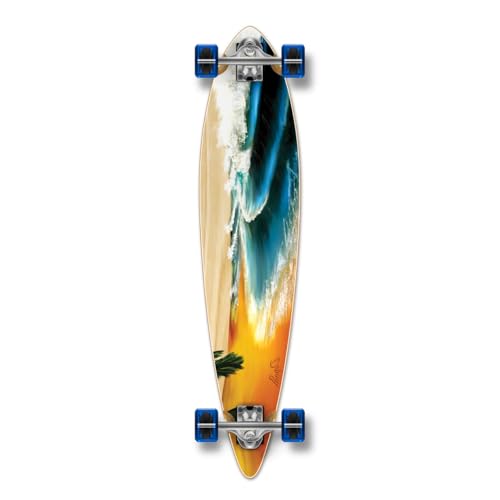 Yocaher Longboard / Skateboard mit besonderer Graphik, komplett, Pintail, 70 mm Rollen,...