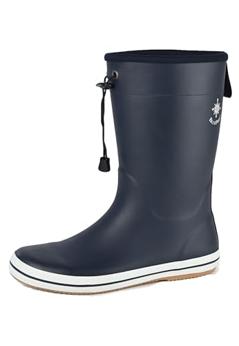 BluePort Unisex hoher breiter Segelstiefel Bornholm wasserdicht rutschfest, Farbe:Navy,...