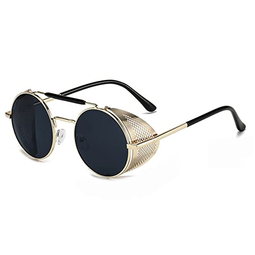 besbomig Retro Steampunk Sonnenbrille Herren Damen Runde Sonnenbrille Polarisiert -...