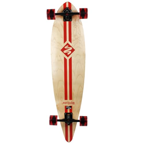 Street Surfing Longboard / Skateboard, Pintail, gestreift, 24,4 x 101,6 cm, Rot