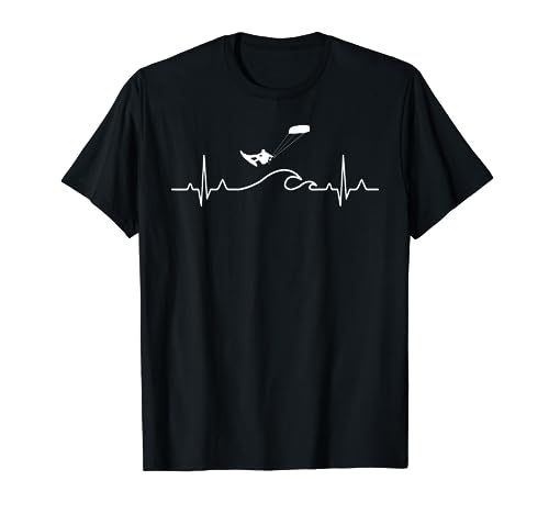 Kitesurfen Herzschlag EKG Kiten Kitesurfer Kiteboarder T-Shirt