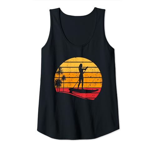 Damen Sunset Stand Up Paddle Board - Wassersport Sunset SUP Girl Tank Top