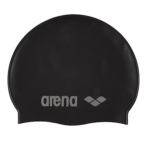 ARENA Kinder Badekappe Classic Silicone Schwimmkappe, Black-Silver (55), Einheitsgröße...