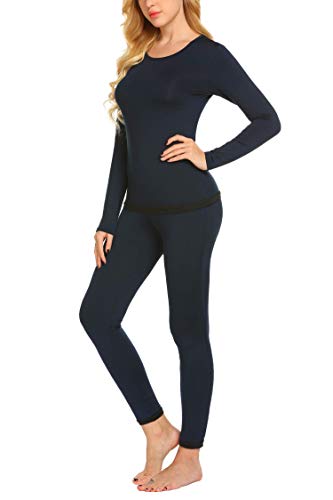 Ekouaer Damen Thermo Unterwäsche Lang Slim Fit Thermo Oberteil & Leggings Zweiteilige...