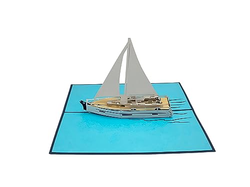 design3dkarten® Pop Up Karte Geburtstag Segelboot Motiv | Handgemacht aus ital. Papier |...