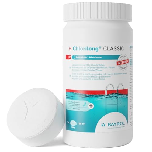 BAYROL e-Chlorilong® CLASSIC 1 kg – langsamlösliche 200 g Chlortabletten für Pool zur...