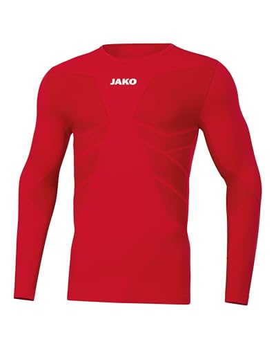 JAKO Herren Comfort 2.0 Longsleeve, Sportrot, S EU