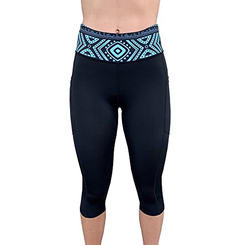 VAIKOBI Active Paddle Capri Pants 2021 - Black/Teal VK-240 XS