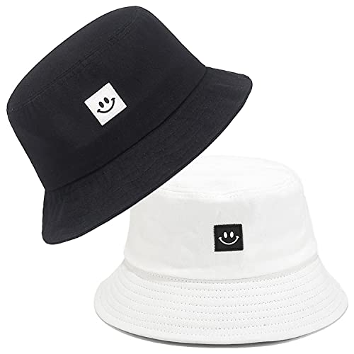 beifon 2 Stück Fischerhüte Bucket Hat Unisex Sonnenhut Baumwolle Buckethut Faltbar...