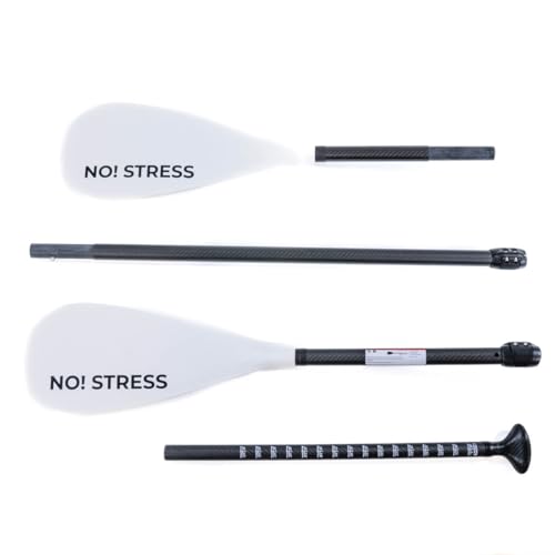 No Stress Carbon Hybrid SUP und Kajakpaddel 4-teilig I Verstellbares, leichtes Paddel,...