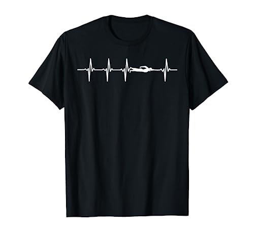 Schwimmen Herzschlag Heartbeat Geschenk für Schwimmer T-Shirt