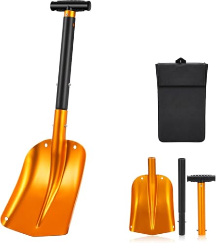 Sukudon Schneeschaufel, Abnehmbare Schneeschieber Alu Klappspaten, 4-in-1 Snow Shovel...