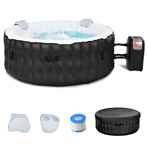 GOPLUS Aufblasbarer Massagepool für 2-4 Personen, Indoor & Outdoor Beheitzter Pool mit...