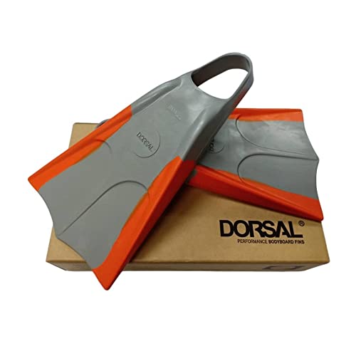 DORSAL Bodyboard Floating Swimfins (Flippers) 7 - 8 Grey/Orange