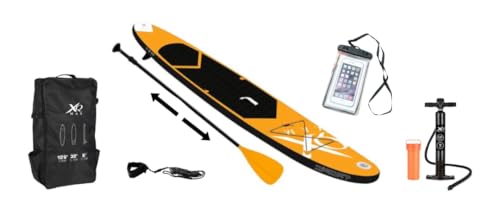XQ Max 6-teiliges SUP Board mit Free Waterproof Phone Case - 320cm - Aufblasbar - Robuste...