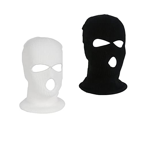 LINSOCLE 2pcs Balaclava - 3-Loch Sturmmaske, Gestrickte Sturmhaube, Multifunktionsmaske,...