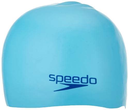 Speedo Unisex Kinder Plain Moulded Silicone J Schwimmkappe, Blau/Blau, One Size