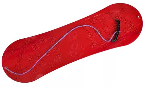 MARMAT Snowboard FÜR Kinder Schlitten Board 77cm Kunststoff mit Seilgriff Plastik (Rot)