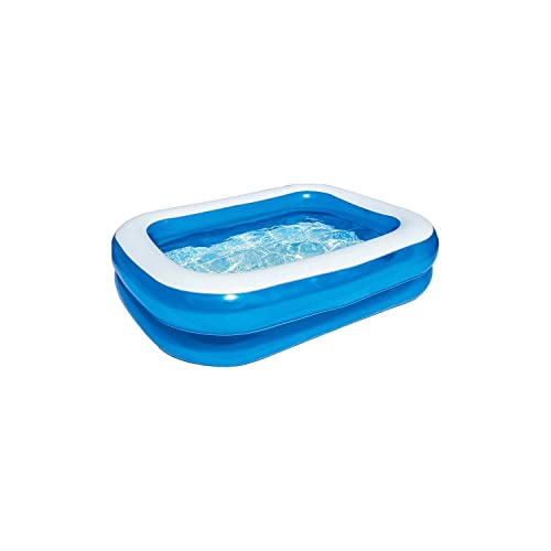 Bestway - Deluxe rechteckiger blauer aufblasbarer Pool, 211 x 132 x 46 cm, Blau/Weiß