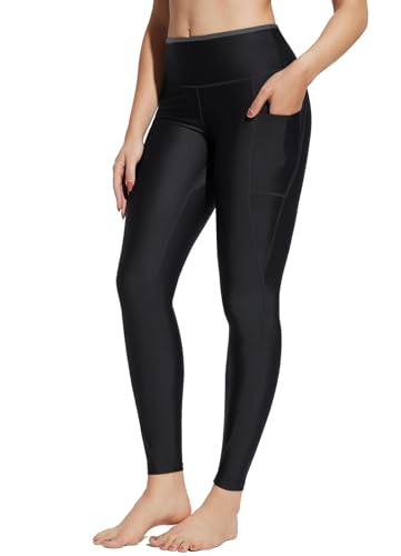 BALEAF Damen Schwimmen Leggings mit Reißverschluss Taschen Swim Wetsuit Rash Guard Hose...