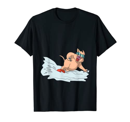 Schwein auf Snowboard Carving T-Shirt