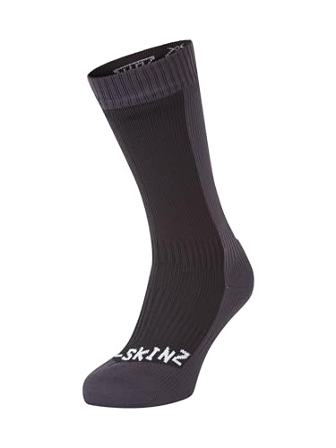 Sealskinz Unisex Kaltes Wasser Wasserdichte Socken – Mittellang, Schwarz/Grau, M