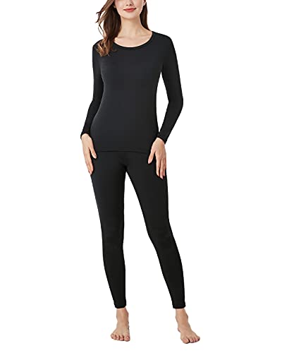 LAPASA Damen Innenfleece Thermounterwäsche Set, Thermooberteil & Thermohose Leggings...