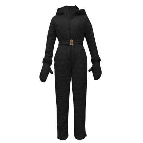 Schneeanzug für Damen, Winter, warmer Skianzug, einteiliger Softshell-Mantel mit Kapuze +...