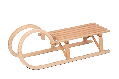 Spetebo COLINT Hörner Klapp-Schlitten - 100 cm - klappbarer Holz Rodelschlitten TÜV...