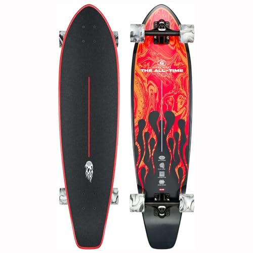 GLOBE Cruiser All-Time Professional 35″ Red Flames + 20 Skateboard-Sticker (Red Flames,...