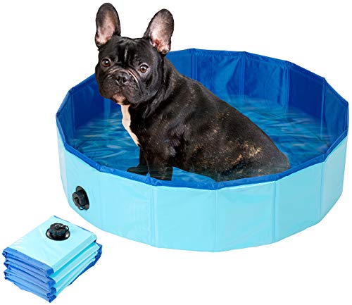 Sweetypet Faltbarer Pool: Faltbarer Hundepool mit rutschfestem Boden & Ablassventil, 80 x...