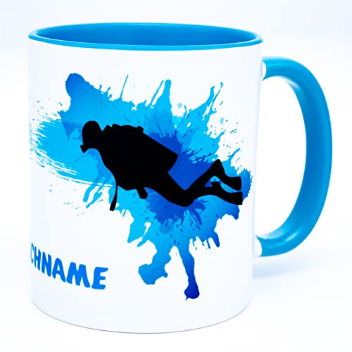 Taucher Tasse mit Namen personalisiert Diving Becher Tauchen Geschenke Tauch Trainer...