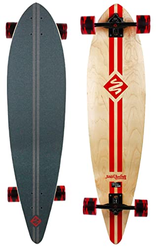 Street Surfing Longboard / Skateboard, Pintail, gestreift, 24,4 x 101,6 cm, Rot