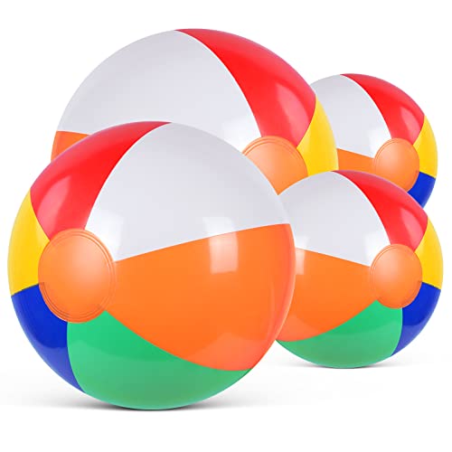 flintronic Aufblasbare Wasserbälle, Strandball in 22cm Durchmesser, 4 Stück Beachball in...