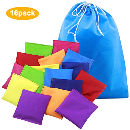 16 Stück 10 x 10cm Nylon Sitzsäcke Werfen, Cornhole Tasche Wasserdicht Bohnensäckchen...