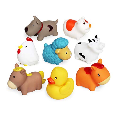 Schwimmendes Badespielzeug Farm Set(8 PCS),Weiche Hunde Enten Schaf Henne Schwein...