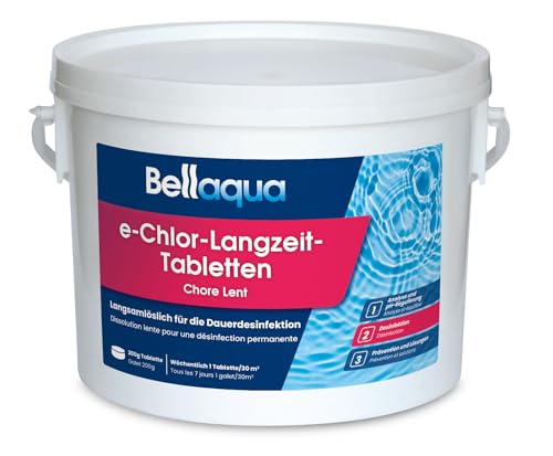 Bellaqua e-Chlor-Langzeit-Tabletten 200g (3kg) - Chlortabletten für Pool - Langzeit...