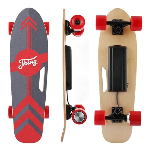 Caroma electric skateboard, electric longboard with remote control, 350W single hub motor, 20 km/h top speed, 12.9 km range