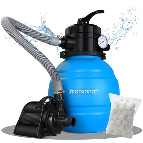 Monzana® Sandfilteranlage MZPP100 5000 l/h bis 20.000L Pool inkl Filterbällen 7 Wege...