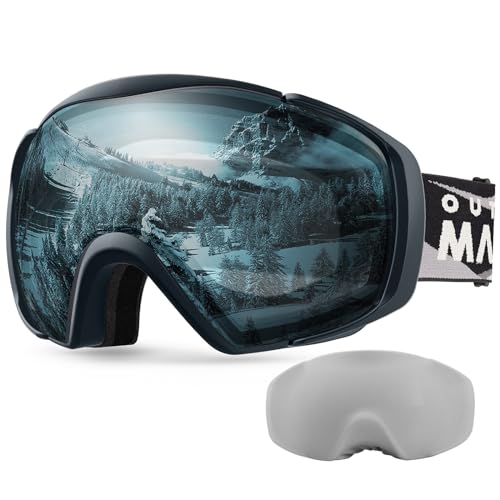 OutdoorMaster Unisex Premium Skibrille mit Schutzhülle