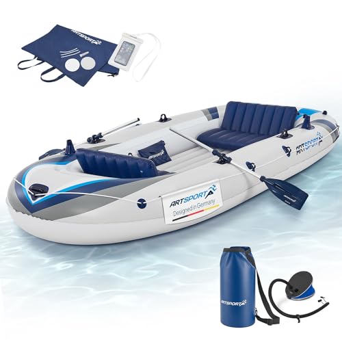 ArtSport Schlauchboot 322 cm für 4 Personen - Paddelboot aufblasbar mit 2 Sitzbänken -...