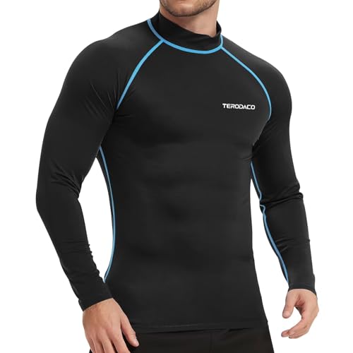 TERODACO Schwimmshirt Herren Langarm Schnelltrocknend Weich UV Shirt Herren Surfen Angeln...