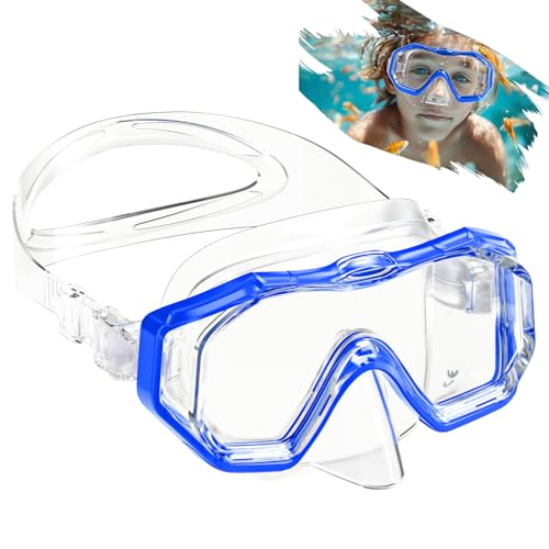 Taucherbrille Kinder, Taucherbrille mit PVC-Gläsern, Schwimmbrille Kinder 180° Panorama,...