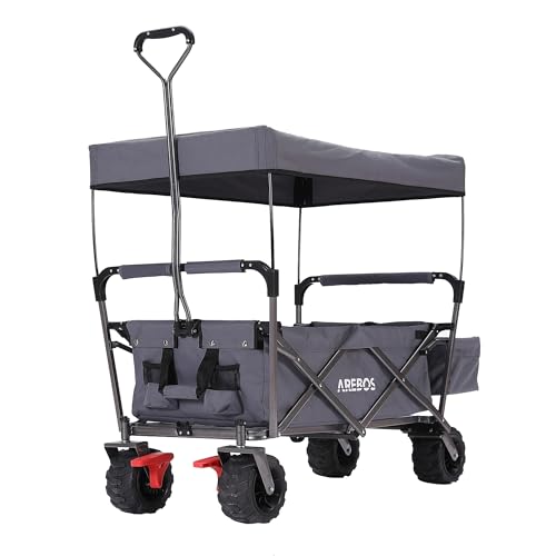 Arebos Bollerwagen faltbar mit Dach | Handwagen | Transportkarre Gerätewagen inkl. 2...