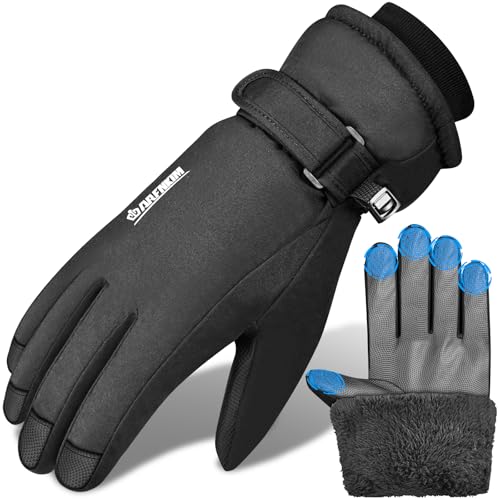 ARFNKIM Skihandschuhe mit Fleecefutter, -20°F Winterhandschuhe Wasserdicht Winddicht...