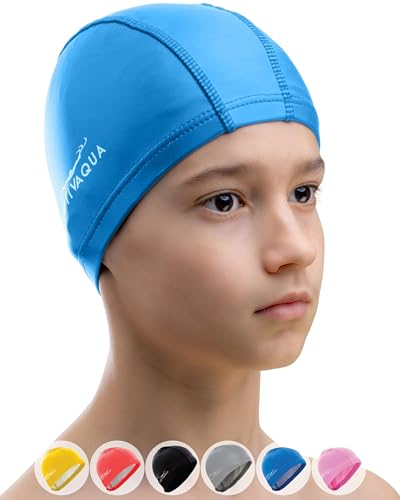 AqtivAqua Badekappe Kinder Mädchen Jungen Schwimmkappe Kinder Schwimmhaube Badekappen...