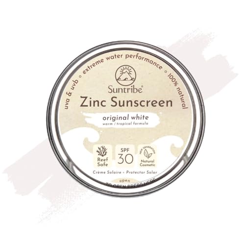 Suntribe Mineralische Bio-Zinksonnencreme Gesicht & Sport LSF 30/45 g, Original Weiß -...